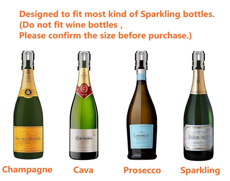 BGMAXimum Champagne Sealer Stopper, BGMAX 3 Pack Stainless Steel Sparkling Wine Bottle Plug Sealer Set with a Longer Sealing Plug, Gifts Accessories for Champagne - Image 5